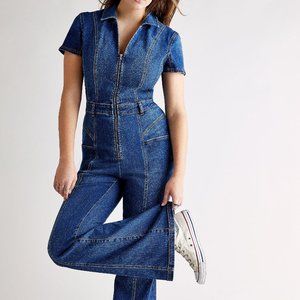 Free People Crvy Denim Love Letters Jumpsuit